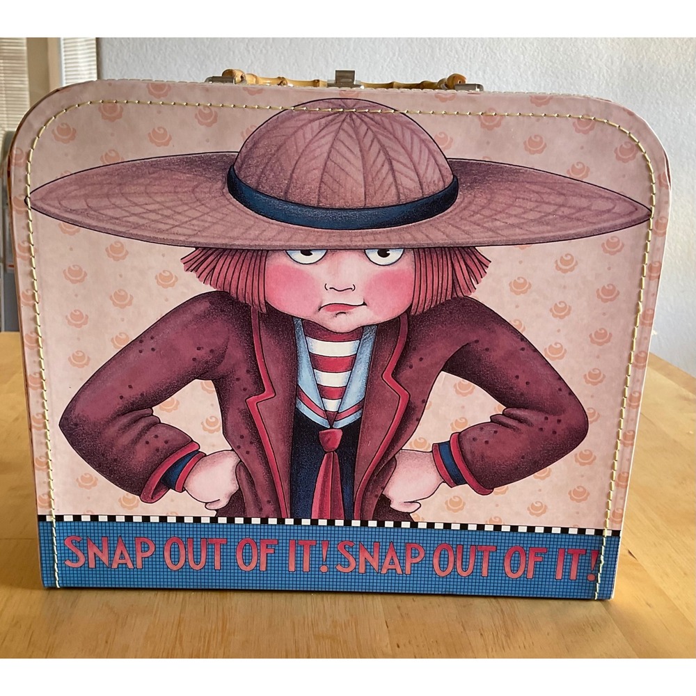 Mary Engelbreit snap out of it paper suitcase bamboo handle craft whimsical
